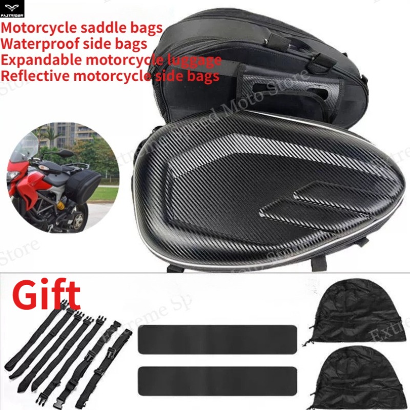 Carbon Fiber Saddle - Alforjas de Motocicleta con Textura de