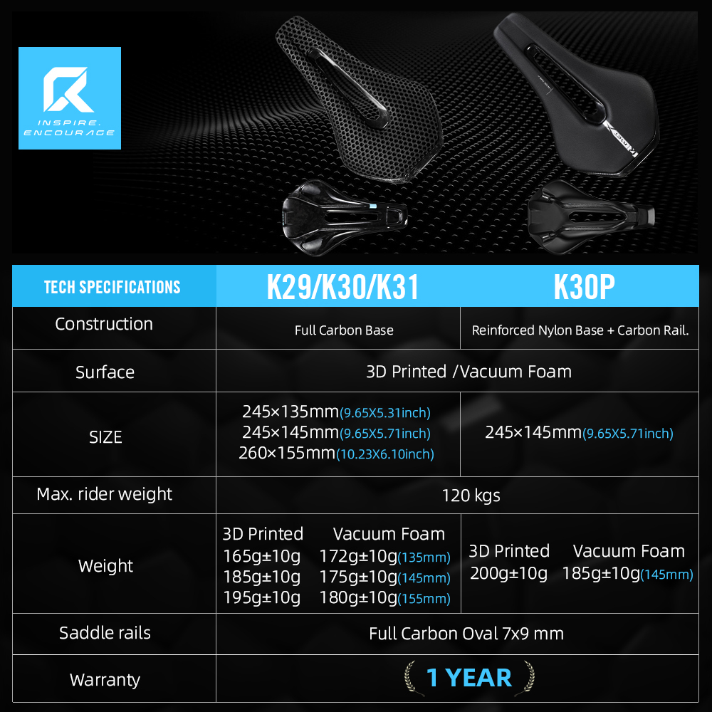 Sillín de bicicleta RYET impre - Carbon Fiber Saddle reseña y precio